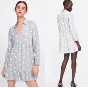 Zara Gray 3D White Polka Dot Dress